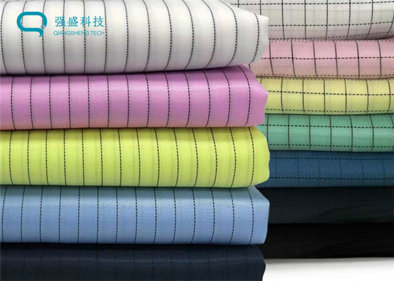 5mm Grid Stripe Conductive Polyester Anti Static Fabric Weaving